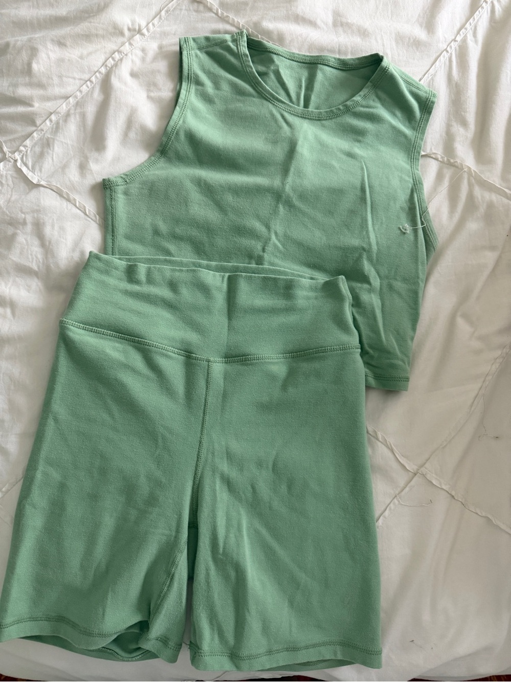 WeWoreWhat Mint Green High-Waist Bike Shorts & Cropped Tank Set